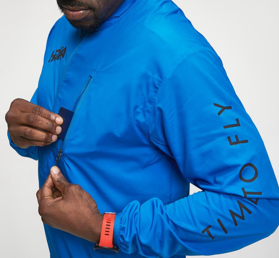 Hoka One One Mens Jackets - Wind-Resistant - Blue - BPLT53492